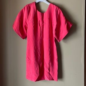 REBECCA MINKOFF hot coral red sz6 NWT cocktail dress cutout back SILK lined